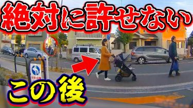 【ドラレコ】お姉さんベビーカーの後絶対許せない衝撃の瞬間最新日本交通安全危険予知